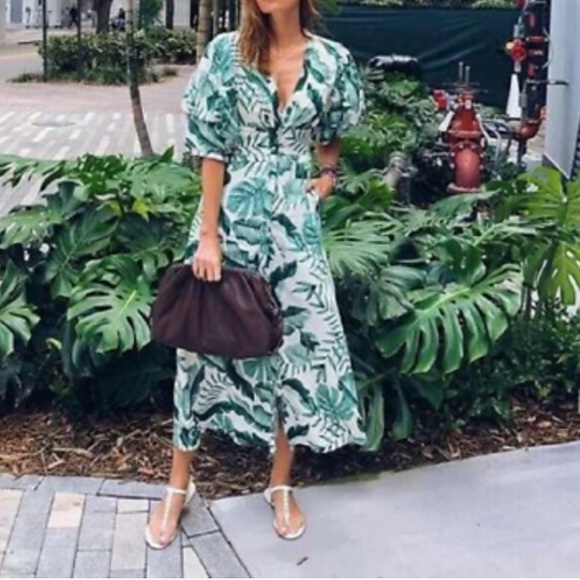 NWT Johanna Ortiz for H&M Natural White Leaf Dress - Picture 3 of 13